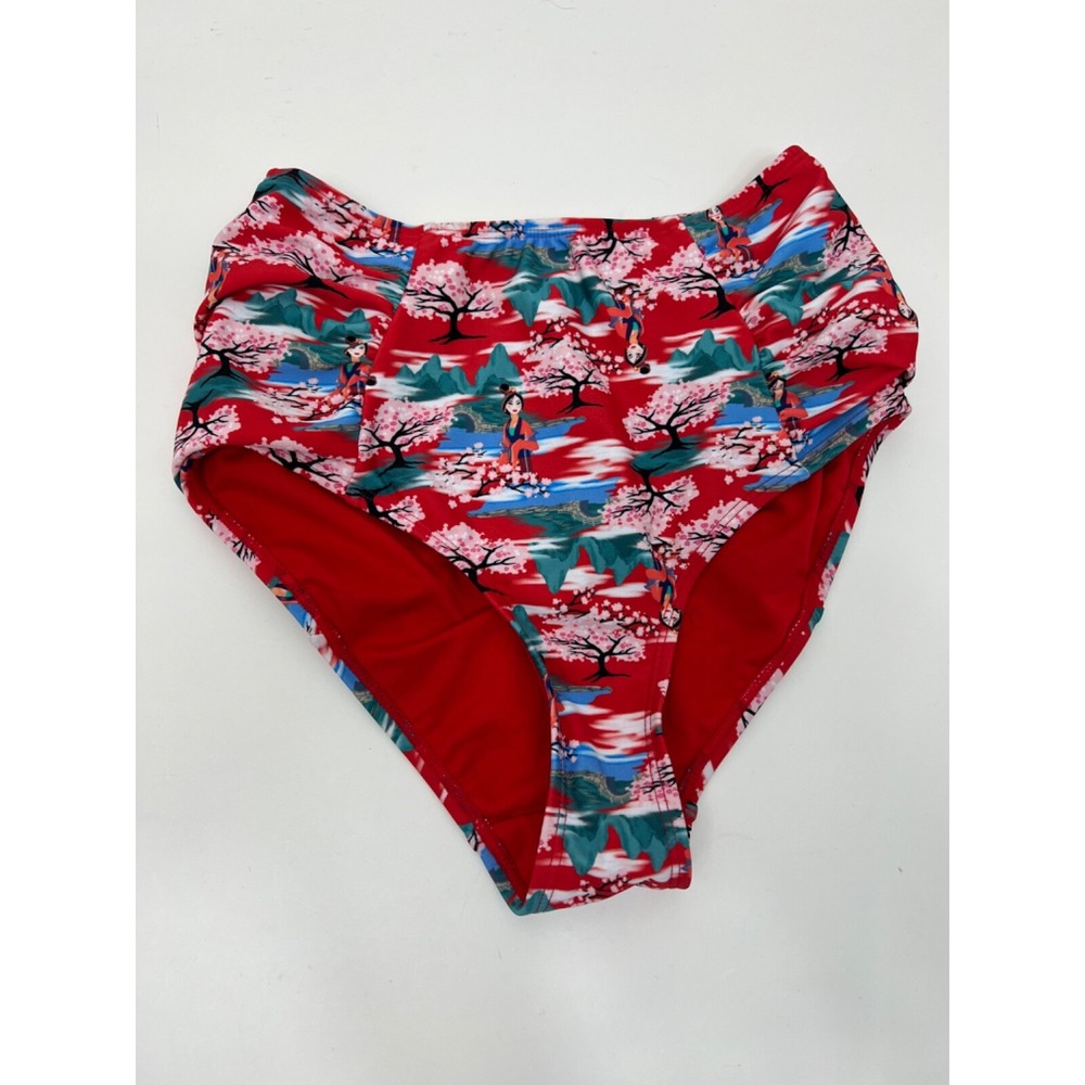 Disney Mulan Retro Swim Bikini Bottom High Waist Womens Size XS NWT Brand New!